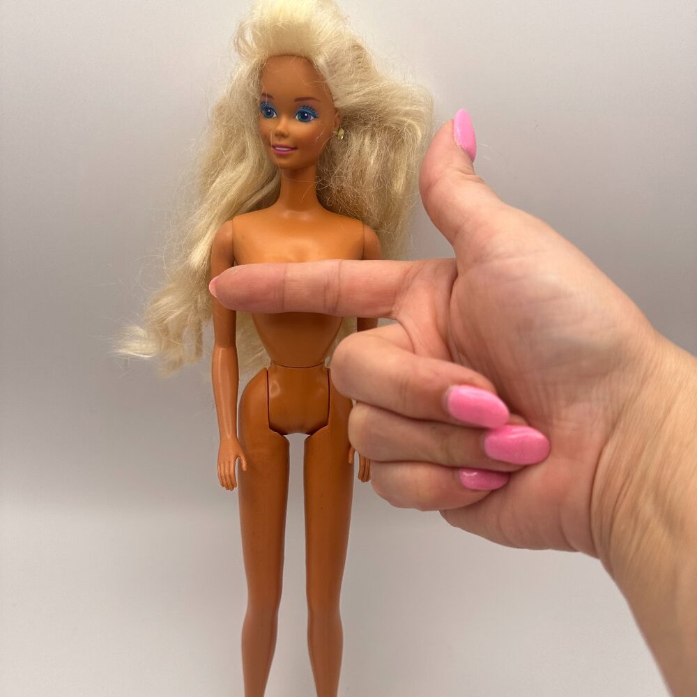 Vintage Barbie Doll Mattel 1966 Nude Blonde Hair Blue Eyes with Earrings